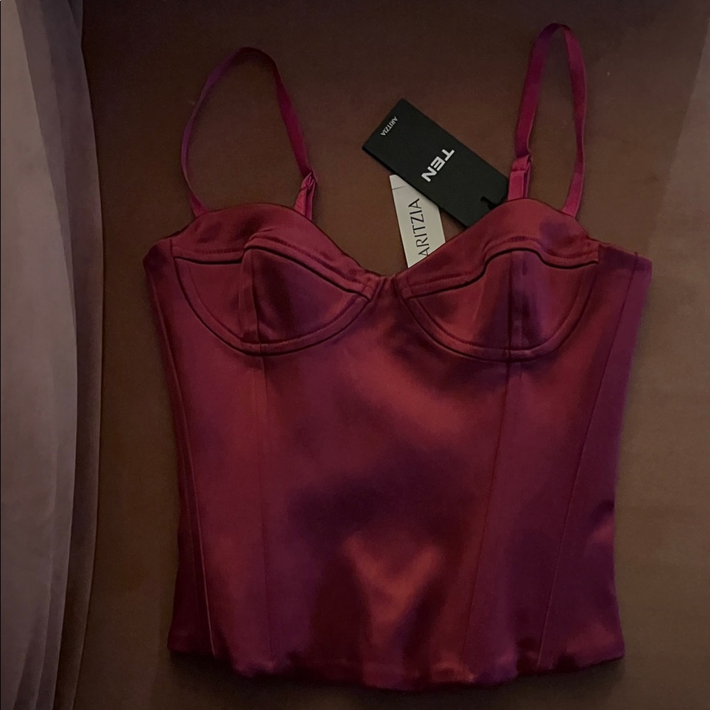 Satin Burgendy Corset Top🍒